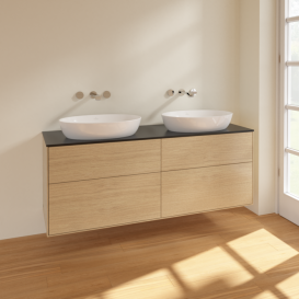 Тумба под раковину Villeroy & Boch Finion 160х50,1 см МДФ шпон дуба/стекло черное матовое FA8200PC