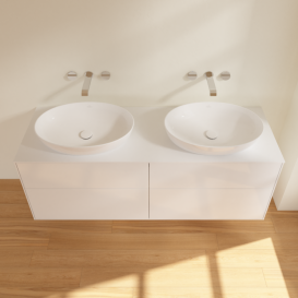 Тумба под раковину Villeroy & Boch Finion 160х50,1 см с подсветкой МДФ глянцевый белый лак/стекло белое матовое GA8100GF