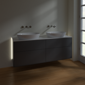 Тумба под раковину Villeroy & Boch Finion 160х50,1 см с подсветкой МДФ антрацит матовый лак/стекло белое матовое GA8100GK