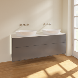 Тумба под раковину Villeroy & Boch Finion 160х50,1 см с подсветкой МДФ антрацит матовый лак/стекло белое матовое GA8100GK