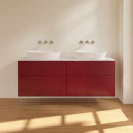 Тумба под раковину Villeroy & Boch Finion 160х50,1 см с подсветкой МДФ пион матовый лак/стекло белое матовое GA8100HB