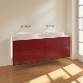 Тумба под раковину Villeroy & Boch Finion 160х50,1 см с подсветкой МДФ пион матовый лак/стекло белое матовое GA8100HB