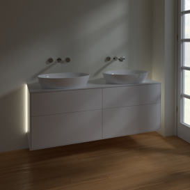 Тумба под раковину Villeroy & Boch Finion 160х50,1 см с подсветкой МДФ белый матовый лак/стекло белое матовое GA8100MT