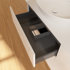 Тумба под раковину Villeroy & Boch Finion 160х50,1 см с подсветкой МДФ белый матовый лак/стекло белое матовое GA8100MT