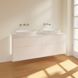 Тумба под раковину Villeroy & Boch Finion 160х50,1 см с подсветкой МДФ белый матовый лак/стекло белое матовое GA8100MT