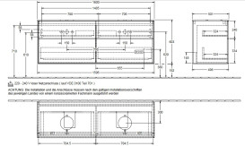 Тумба под раковину Villeroy & Boch Finion 160х50,1 см с подсветкой МДФ глянцевый белый лак/стекло черное матовое GA8200GF