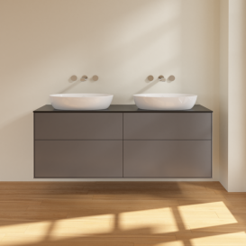 Тумба под раковину Villeroy & Boch Finion 160х50,1 см с подсветкой МДФ антрацит матовый лак/стекло черное матовое GA8200GK