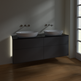 Тумба под раковину Villeroy & Boch Finion 160х50,1 см с подсветкой МДФ антрацит матовый лак/стекло черное матовое GA8200GK