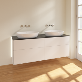 Тумба під раковину Villeroy & Boch Finion 160х50,1 см із підсвічуванням МДФ білий матовий лак/скло чорне матове GA8200MT