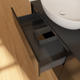 Тумба под раковину Villeroy & Boch Finion 160х50,1 см с подсветкой МДФ черный матовый лак/стекло черное матовое GA8200PD