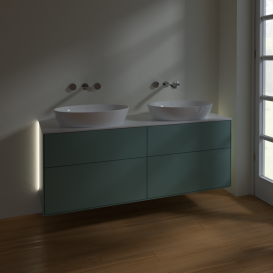 Тумба под раковину Villeroy & Boch Finion 160х50,1 см с подсветкой МДФ оливковый матовый лак/стекло белое матовое GA8100GM