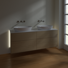 Тумба под раковину Villeroy & Boch Finion 160х50,1 см с подсветкой МДФ шпон дуба/стекло белое матовое GA8100PC