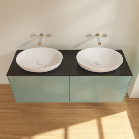 Тумба под раковину Villeroy & Boch Finion 160х50,1 см с подсветкой МДФ оливковый матовый лак/стекло черное матовое GA8200GM