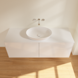 Тумба під раковину Villeroy & Boch Finion 160х50,1 см МДФ білий глянцевий лак/скло біле матове FA9100GF