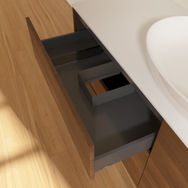 Тумба под раковину Villeroy & Boch Finion 160х50,1 см МДФ шпон грецкого ореха/стекло белое матовое FA9100GN