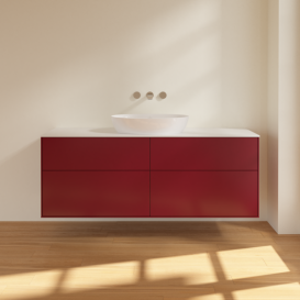 Тумба под раковину Villeroy & Boch Finion 160х50,1 см МДФ пион матовый лак/стекло белое матовое FA9100HB