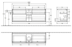 Тумба под раковину Villeroy & Boch Finion 160х50,1 см МДФ черный матовый лак/стекло белое матовое FA9100PD
