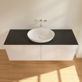 Тумба под раковину Villeroy & Boch Finion 160х50,1 см МДФ глянцевый белый лак/стекло черное матовое FA9200GF