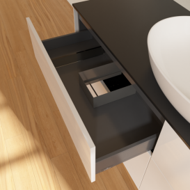 Тумба под раковину Villeroy & Boch Finion 160х50,1 см МДФ глянцевый белый лак/стекло черное матовое FA9200GF