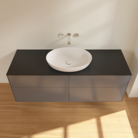 Тумба под раковину Villeroy & Boch Finion 160х50,1 см МДФ антрацит матовый лак/стекло черное матовое FA9200GK