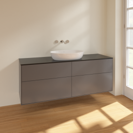 Тумба под раковину Villeroy & Boch Finion 160х50,1 см МДФ антрацит матовый лак/стекло черное матовое FA9200GK