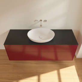 Тумба под раковину Villeroy & Boch Finion 160х50,1 см МДФ пион матовый лак/стекло черное матовое FA9200HB