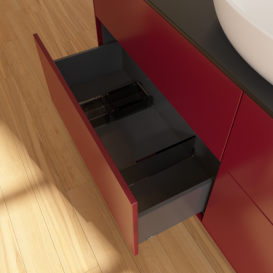 Тумба под раковину Villeroy & Boch Finion 160х50,1 см МДФ пион матовый лак/стекло черное матовое FA9200HB