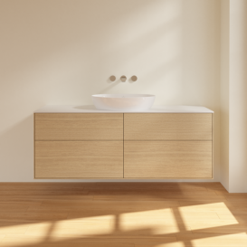 Тумба под раковину Villeroy & Boch Finion 160х50,1 см МДФ шпон дуба/стекло белое матовое FA9100PC