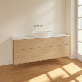 Тумба под раковину Villeroy & Boch Finion 160х50,1 см МДФ шпон дуба/стекло белое матовое FA9100PC