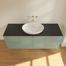 Тумба под раковину Villeroy & Boch Finion 160х50,1 см МДФ оливковый матовый лак/стекло черное матовое FA9200GM