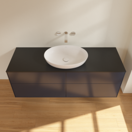 Тумба под раковину Villeroy & Boch Finion 160х50,1 см МДФ темно-синий матовый лак/стекло черное матовое FA9200HG