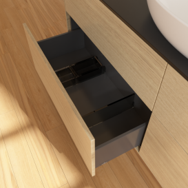 Тумба под раковину Villeroy & Boch Finion 160х50,1 см МДФ шпон дуба/стекло черное матовое FA9200PC