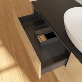 Тумба под раковину Villeroy & Boch Finion 160х50,1 см МДФ шпон дуба/стекло черное матовое FA9200PC