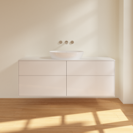 Тумба под раковину Villeroy & Boch Finion 160х50,1 см с подсветкой МДФ глянцевый белый лак/стекло белое матовое GA9100GF