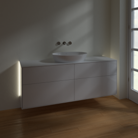 Тумба под раковину Villeroy & Boch Finion 160х50,1 см с подсветкой МДФ глянцевый белый лак/стекло белое матовое GA9100GF