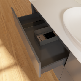 Тумба под раковину Villeroy & Boch Finion 160х50,1 см с подсветкой МДФ антрацит матовый лак/стекло белое матовое GA9100GK