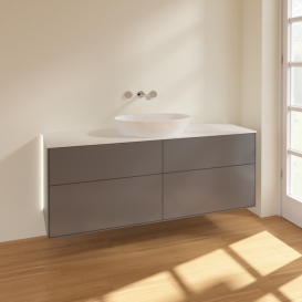 Тумба под раковину Villeroy & Boch Finion 160х50,1 см с подсветкой МДФ антрацит матовый лак/стекло белое матовое GA9100GK