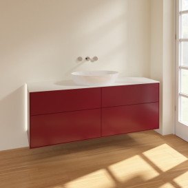 Тумба под раковину Villeroy & Boch Finion 160х50,1 см с подсветкой МДФ пион матовый лак/стекло белое матовое GA9100HB