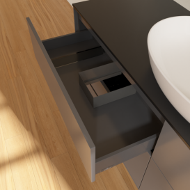 Тумба под раковину Villeroy & Boch Finion 160х50,1 см с подсветкой МДФ антрацит матовый лак/стекло черное матовое GA9200GK