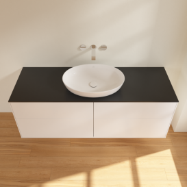 Тумба под раковину Villeroy & Boch Finion 160х50,1 см с подсветкой МДФ белый матовый лак/стекло черное матовое GA9200MT