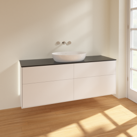 Тумба під раковину Villeroy & Boch Finion 160х50,1 см із підсвічуванням МДФ білий матовий лак/скло чорне матове GA9200MT