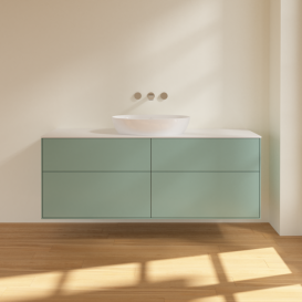 Тумба под раковину Villeroy & Boch Finion 160х50,1 см с подсветкой МДФ оливковый матовый лак/стекло белое матовое GA9100GM