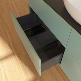 Тумба під раковину Villeroy & Boch Finion 160х50,1 см із підсвічуванням МДФ оливковий матовий лак/скло чорне матове GA9200GM