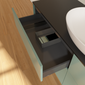 Тумба під раковину Villeroy & Boch Finion 160х50,1 см із підсвічуванням МДФ оливковий матовий лак/скло чорне матове GA9200GM