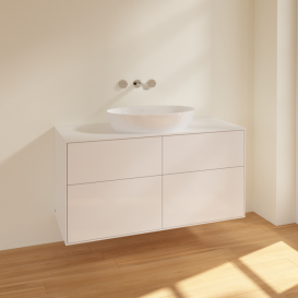 Тумба под раковину Villeroy & Boch Finion 120х50,1 см МДФ глянцевый белый лак/стекло белое матовое FA3100GF