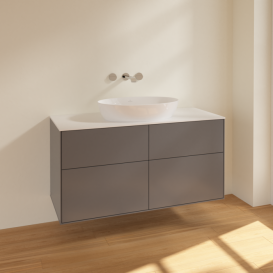 Тумба под раковину Villeroy & Boch Finion 120х50,1 см МДФ антрацит матовый лак/стекло белое матовое FA3100GK