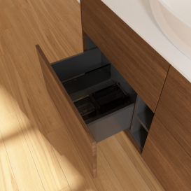 Тумба под раковину Villeroy & Boch Finion 120х50,1 см МДФ шпон грецкого ореха/стекло белое матовое FA3100GN