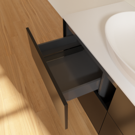 Тумба под раковину Villeroy & Boch Finion 120х50,1 см МДФ черный матовый лак/стекло белое матовое FA3100PD