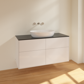 Тумба под раковину Villeroy & Boch Finion 120х50,1 см МДФ глянцевый белый лак/стекло черное матовое FA3200GF