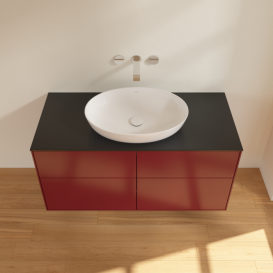 Тумба под раковину Villeroy & Boch Finion 120х50,1 см МДФ пион матовый лак/стекло черное матовое FA3200HB